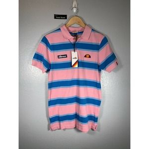 NEW Ellesse Marono Pink Blue Striped Polo